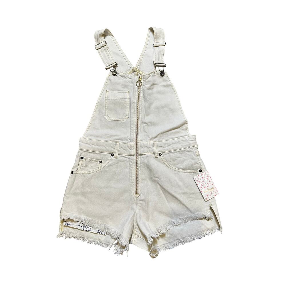 Free People Sun-kissed Shortall Overall Off White NEW